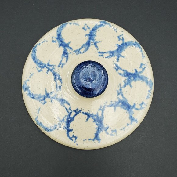 Westerwald Pottery Crock with Lid Spongeware Butter Pot Lidded Canister Jar - Picture 3 of 7